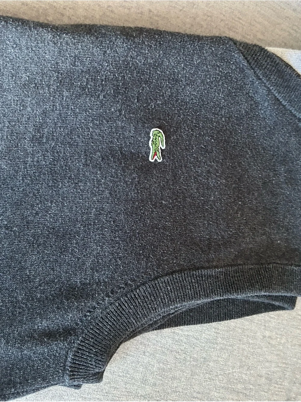 Lacoste Men's V-Neck Sweater Vest in Charcoal Gray L